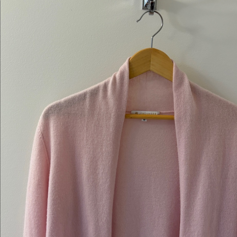 LEMONWOOD 100% Cashmere Rolled Collar Cardigan, Powder Pink. - Picture 2 of 10